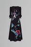 Midnight Garden - Asymmetrical Black Midi Dress for women, from Tiny Ink, The Viet Concept