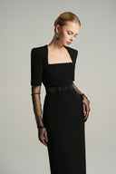 Verdéline Trapezium Neck Crystal Bow Midi Dress for women, from IHF STUDIO, The Viet Concept 