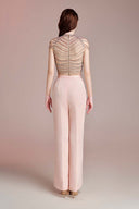 Genesis Blush Crepe Gown with Crystal Cape for women, from DO LONG, The Viet Concept 