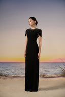 Serra Crystal Cape-Sleeve Crepe Evening Gown for women, from 21SIX, The Viet Concept