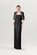 Celestia Beaded Capelet Strapless Column Gown Set for women, from GVLUX, The Viet Concept 
