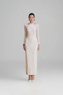 Fiery Asymmetric Neck Gathering Maxi Dress for woman, from ARTI, The Viet Concept