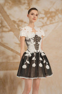 ROSEE de MATIN • Black White Mini Lace Dress