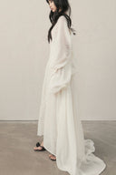 Ivory Choi Bow Smocked Muslin Maxi Dress for women, from DAS LA VIE, The Viet Concept