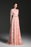Lace A-Line Gown with Crystal Embellished Neckline and Bow Belt for women, from IHF STUDIO, The Viet Concept 