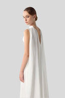 Aria Silk Scarf-Draped Pleated Gown for women, from DANG PHONG DESIGNER, The Viet Concept