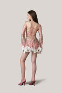 Pink Cecilia Long-sleeve Mini Dress for women, from La Vierge, The Viet Concept 