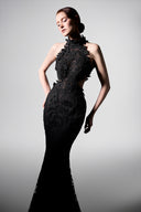 Floral Garden Lace Halter Mermaid Cut-Out Maxi Dress for women, from IHF STUDIO, The Viet Concept 