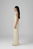 Cream Aube Strapless Sheath Maxi Dress for women, from Guyehi Studio, The Viet Concept 
