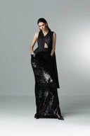 Evensong Sequin Crinkle Satin Asymmetrical Cut-Out Gown for women, from SORAMAME, The Viet Concept
