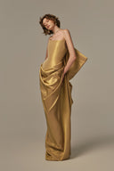 Palais Gold Taffeta Lace-Up Evening Gown for women, from POEM, The Viet Concept