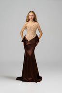 21SIX • Ilyana Royal Silk & Tulle 3D Floral Embellished Gown