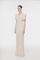 L'ALLÉE • Deep V Fringe-Trimmed Evening Dress