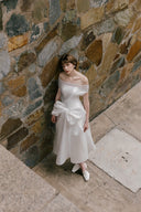 Charlotte Off-Shoulder Bow A-Line Midi Dress for women, from WHITE PLAN, The Viet Concept