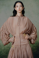Nocturn Mocha Brown Chiffon Maxi Dress for women, from LINH PHUNG, The Viet Concept