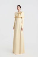 TRACY COUTURE • Cape Shoulder Floral Crystal A-Line Matte Gown