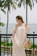 LINH PHUNG • Brumei Silk Off-Shoulder Ruched Maxi Skirt Set