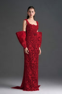 IHF STUDIO • Floral Garden Lace Column Dress with Statement Back Bow