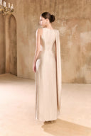 Arisa V-Neck Pleated Silk Dress for women, from ARTI APPAREL, The Viet Concept 