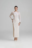 Fiery Asymmetric Neck Gathering Maxi Dress for woman, from ARTI, The Viet Concept