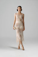 LECIA • Celestine Artisanal Embroidered Sheer Evening Gown