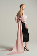 Strapless Fold Over Midi Dress with Oversized Bow Back Train for women, from IHF STUDIO, The Viet Concept 