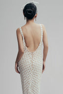 Infinite Drift Japanese Leather Mesh Maxi Dress for women, from LINH DOAN, The Viet Concept 