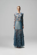 Margée Atelier • Dream Blue Couture Lace & Taffeta Two-Piece Evening Set