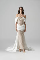 LINH PHUNG • Farah Convertible Sequin Satin Hooded Maxi Gown