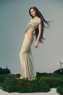 Daphne Fern Velvet Fringe Sculpted Couture Dress for women, from LA VIERGE, The Viet Concept 