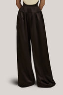 Aether Straight Wide Leg Satin Floor Length Trousers for women, from Poem, The Viet Concept 
