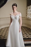 LARMES • Elizabeth Ivory Sculpted Evening Gown