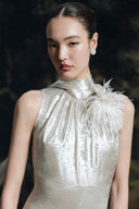 Demi Draped Halterneck Satin Scarf Maxi Gown for women, from HOBB, The Viet Concept 