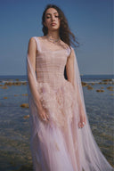 The Swan Feather-Embellished A-Line Mesh Couture Gown for women, from LINH PHUNG, The Viet Concept