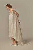 Douceur Ivory Voile Lace-Up Evening Gown for women, from POEM, The Viet Concept