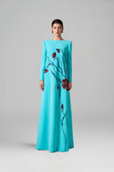 Layla Crepe A-Line Embellished Floral Couture Gown for women, from 21SIX, The Viet Concept