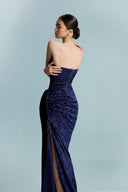 Manos Obsidian Pleated Velvet Dress for women, from BYDI, The Viet Concept 