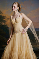 MADDY HATES ROSE • Lunelle Champagne Tulle Floor-Length Ball Gown