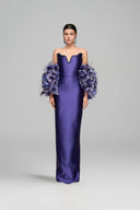Noora Royale Embellished Taffeta Gown With Feather Cape for women, from 21SIX, The Viet Concept