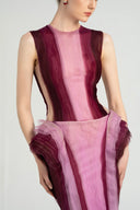 21SIX • Arabelle Silk Sculptural Pleated Ruffle Evening Gown