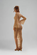 Mocha Miriam Set with Top & Maxi Skirt for women, from La Vierge, The Viet Concept 