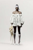 Jovie Trapezoid Puffy Sleeve Organza Voile Top for women, from DAS LA VIE, The Viet Concept 