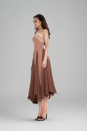  Brown Belle One-shoulder Midi Dress for women, from Huelley Rose, The Viet Concept 