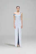 Flux Asymmetrical Lace Denim Gown for women, from SORAMAME, The Viet Concept