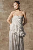 Serene Lucent White Draped Chiffon Maxi Dress for women, from BYDI, The Viet Concept