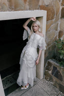 Thomas Lace-Up Rose Asymmetric Maxi Dress for women, from WHITE PLAN, The Viet Concept
