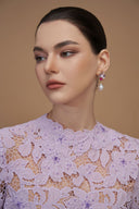 A-Line Light Purple Tulip Guipure Lace Long Sleeve Gown Evening Dress for women, from IHF ATELIER, The Viet Concept 