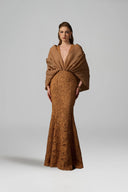 IHF ATELIER • Bloom Rose Crystal-Embellished Mermaid Gown with Hooded Cape