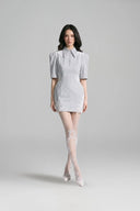 KEIRA TONG • Lace Patch Striped Kate Silk Dress