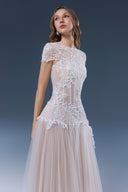 Angelica Ivory Lace Tulle Corset Maxi Dress for women, from JOSEPHINE, The Viet Concept 